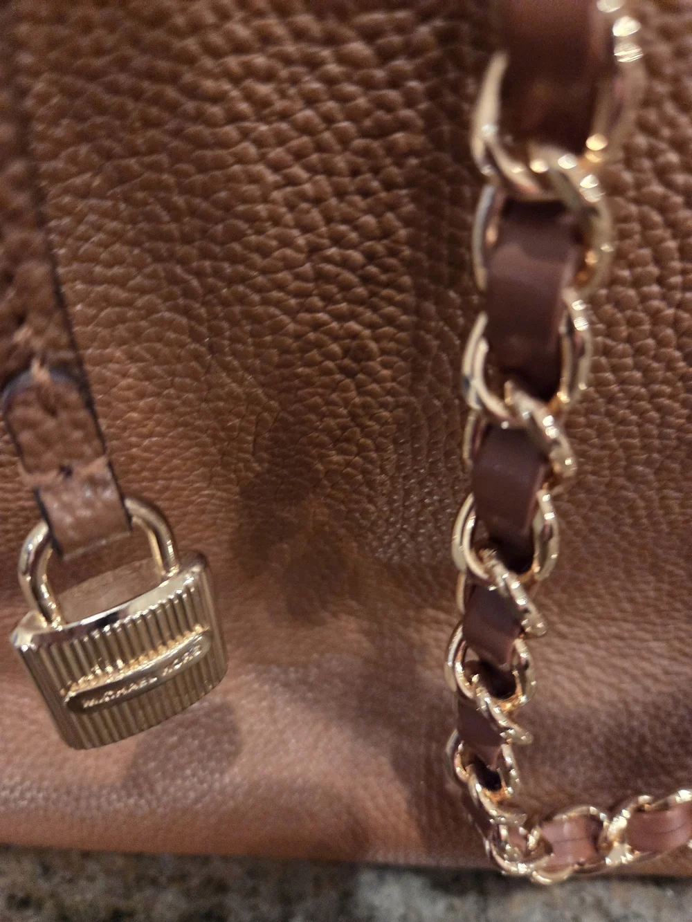 Michael Kors Tan Leather Chain-Accent Bag